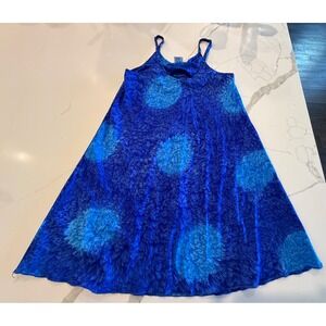 Rima Beachworld Womens Blue Batik Tie Dye Mini Dress Spaghetti Strap Medium